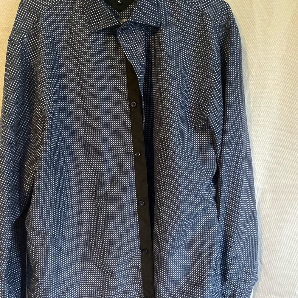 Blue Patterned Button-Up Shirt - Picture 4 of 9
